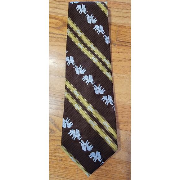 Vintage Elephant Safari Grenada by Excello Men's Tie 100% Polyester over 4" wide - Picture 1 of 10